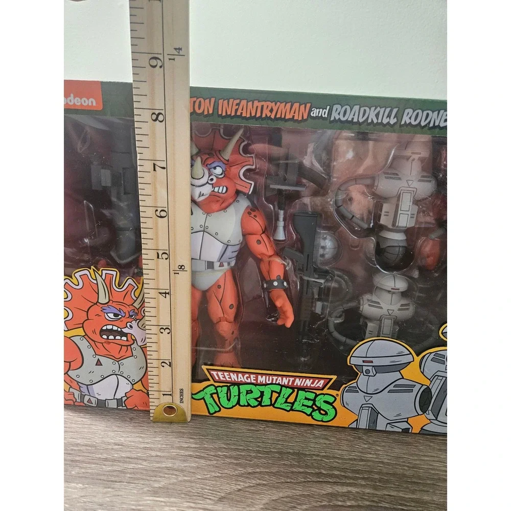 NECA TMNT Triceraton Infantryman and Roadkill Rodney 2-Pack Action Figure Set
